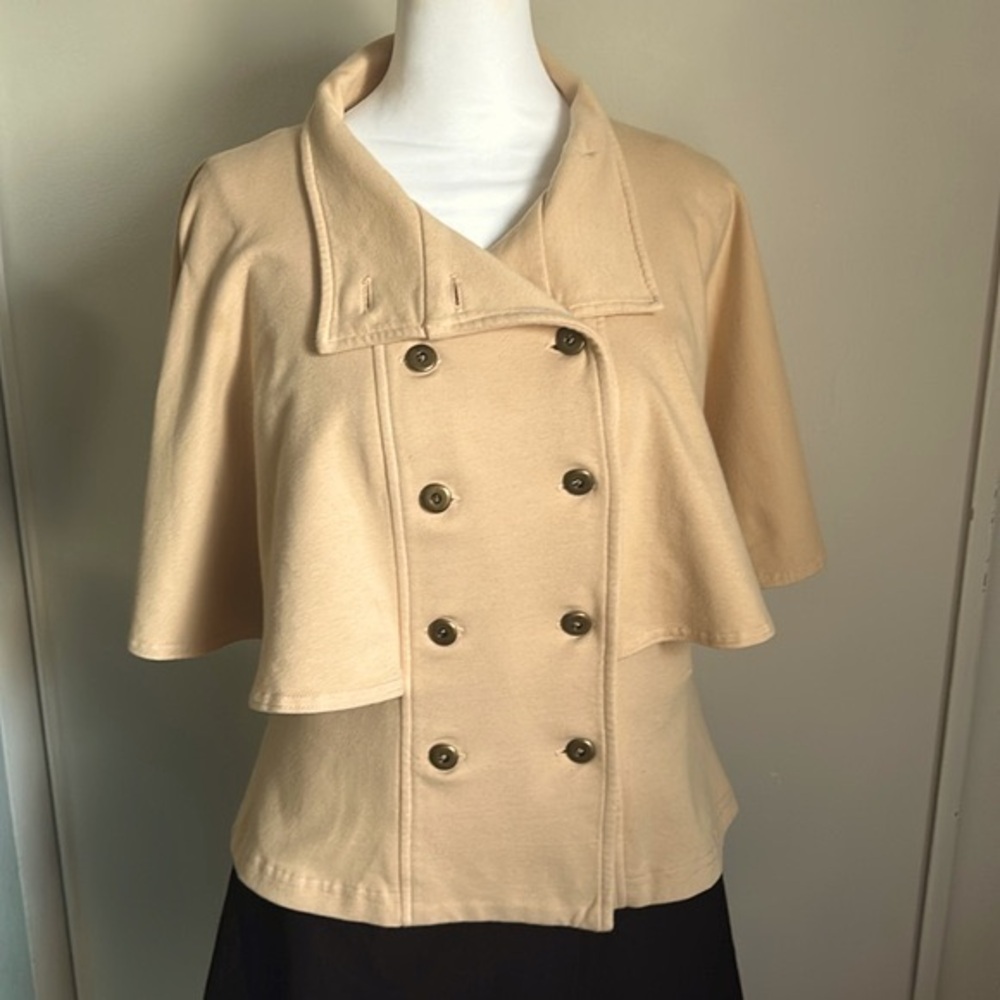 New Krisa Inverness Inspired Capelet Short Knit Stretch Double Breasted Jacket